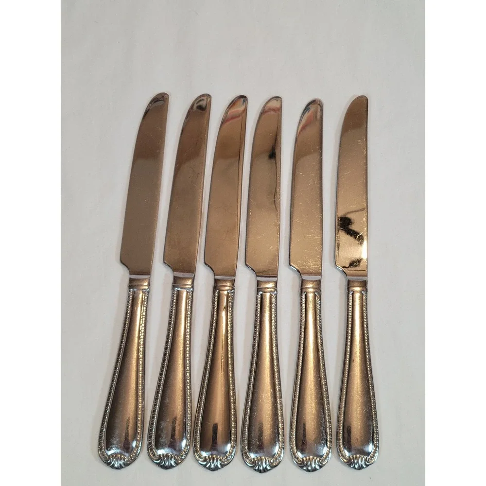 Reed & Barton Dinner Knives 6pc Domain 9.25in 18/10 Stainless Steel